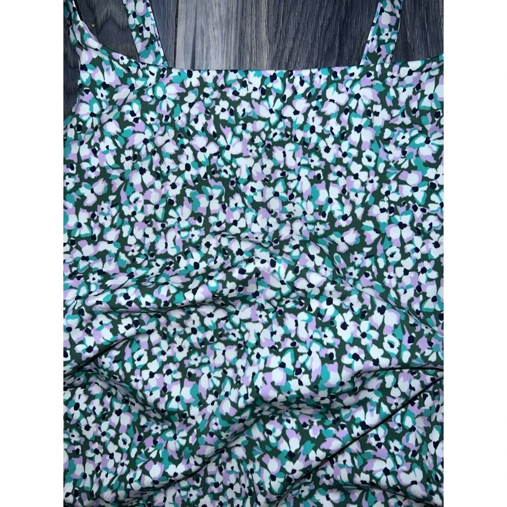 Athleta Womens Small Hermosa Ditsy Floral One Piece Flower Swimsuit Purple Lined
